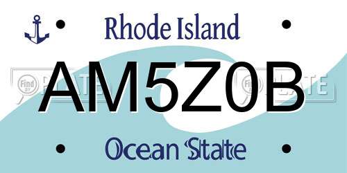 AM5Z0B Rhode Island License Plate