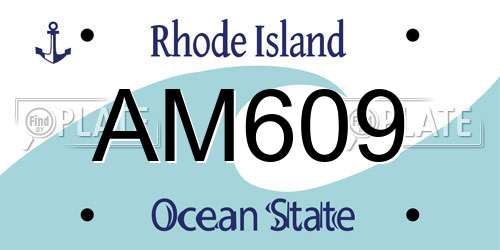 AM609 Rhode Island License Plate