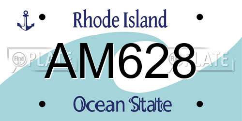 AM628 Rhode Island License Plate