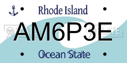 AM6P3E Rhode Island License Plate