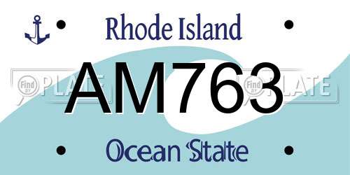 AM763 Rhode Island License Plate