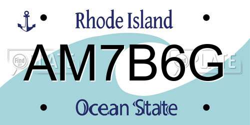 AM7B6G Rhode Island License Plate