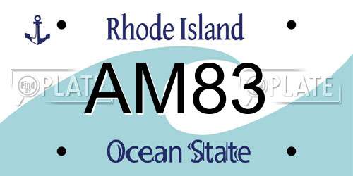 AM83 Rhode Island License Plate