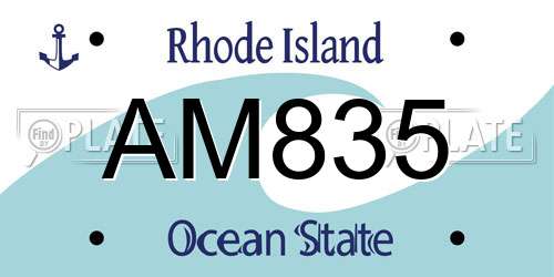AM835 Rhode Island License Plate