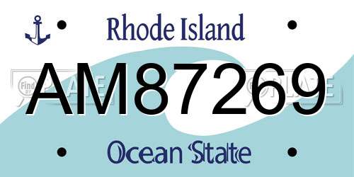 AM87269 Rhode Island License Plate