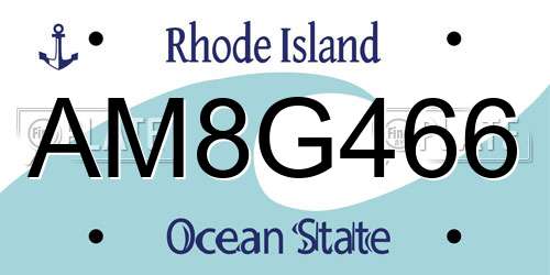 AM8G466 Rhode Island License Plate