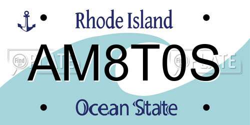 AM8T0S Rhode Island License Plate