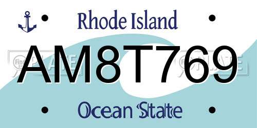 AM8T769 Rhode Island License Plate