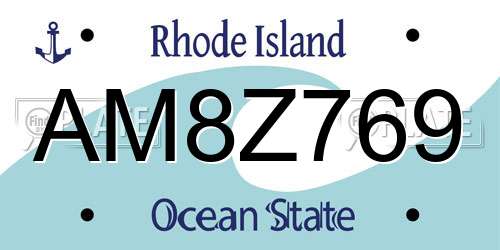 AM8Z769 Rhode Island License Plate