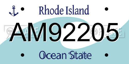 AM92205 Rhode Island License Plate