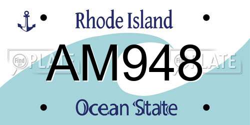 AM948 Rhode Island License Plate