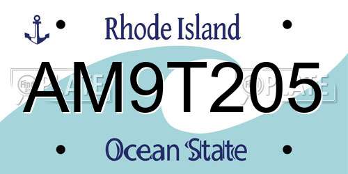 AM9T205 Rhode Island License Plate