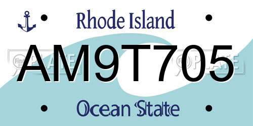 AM9T705 Rhode Island License Plate