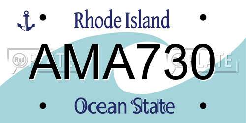 AMA730 Rhode Island License Plate