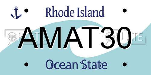 AMAT30 Rhode Island License Plate