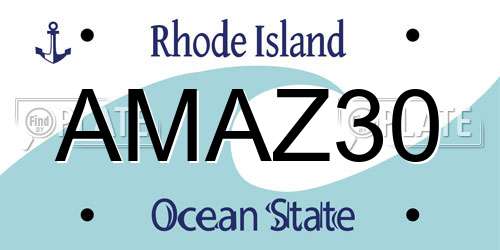 AMAZ30 Rhode Island License Plate
