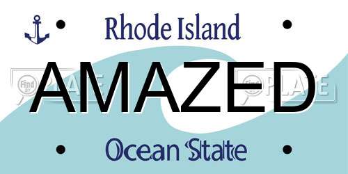 AMAZED Rhode Island License Plate