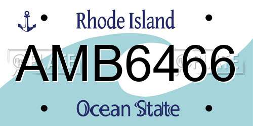 AMB6466 Rhode Island License Plate