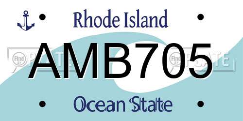AMB705 Rhode Island License Plate