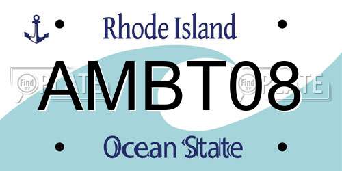 AMBT08 Rhode Island License Plate