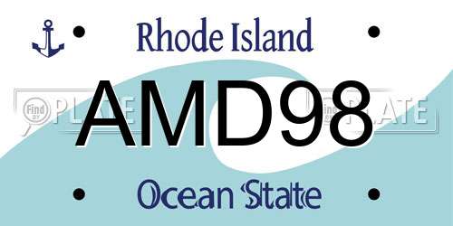AMD98 Rhode Island License Plate
