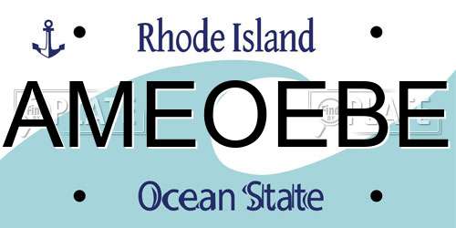 AMEOEBE Rhode Island License Plate