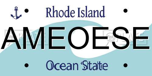 AMEOESE Rhode Island License Plate
