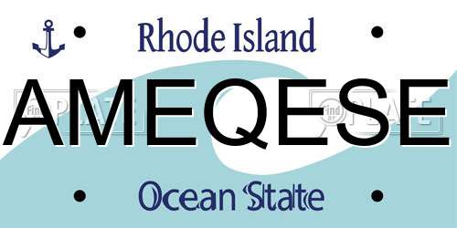 AMEQESE Rhode Island License Plate