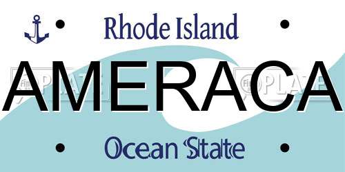 AMERACA Rhode Island License Plate