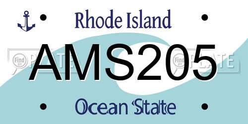 AMS205 Rhode Island License Plate