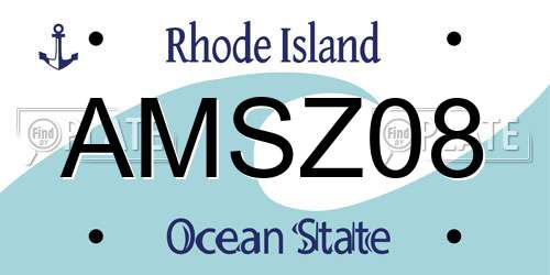 AMSZ08 Rhode Island License Plate