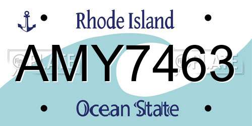AMY7463 Rhode Island License Plate