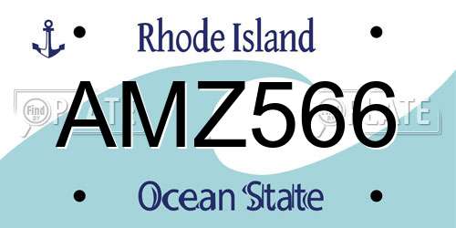 AMZ566 Rhode Island License Plate