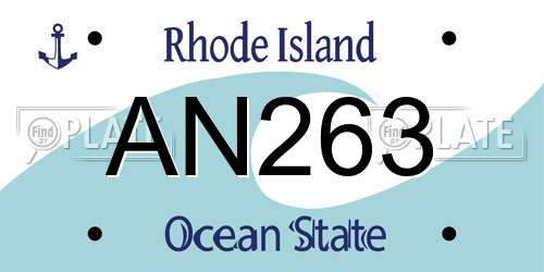 AN263 Rhode Island License Plate