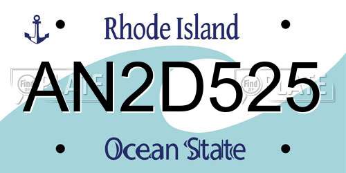 AN2D525 Rhode Island License Plate