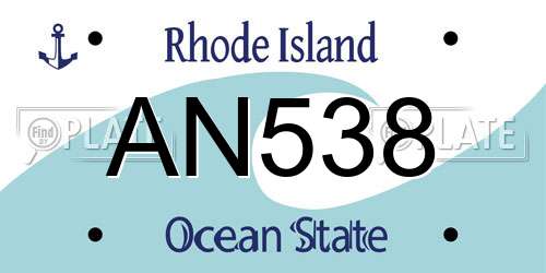 AN538 Rhode Island License Plate