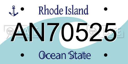 AN70525 Rhode Island License Plate