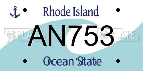 AN753 Rhode Island License Plate