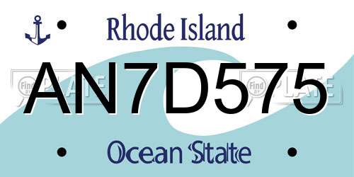 AN7D575 Rhode Island License Plate
