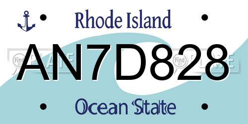AN7D828 Rhode Island License Plate