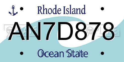AN7D878 Rhode Island License Plate