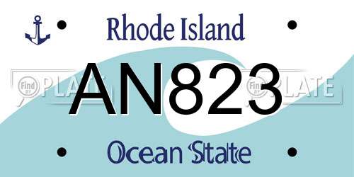 AN823 Rhode Island License Plate