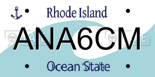 ANA6CM Rhode Island License Plate