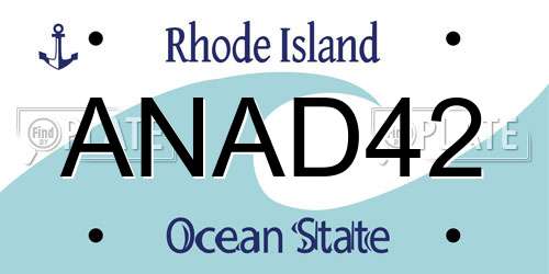 ANAD42 Rhode Island License Plate