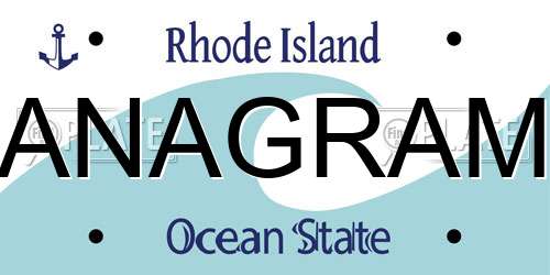 ANAGRAM Rhode Island License Plate