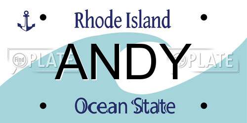 ANDY Rhode Island License Plate