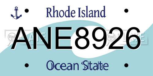 ANE8926 Rhode Island License Plate