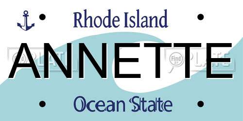 ANNETTE Rhode Island License Plate