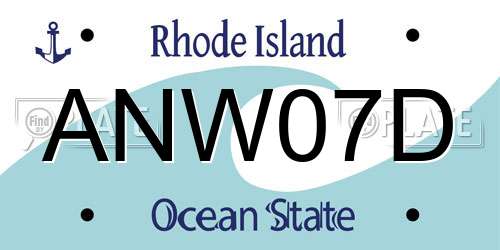 ANW07D Rhode Island License Plate