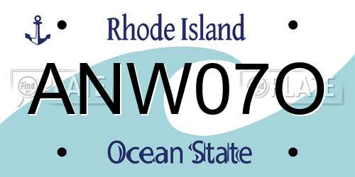ANW07O Rhode Island License Plate